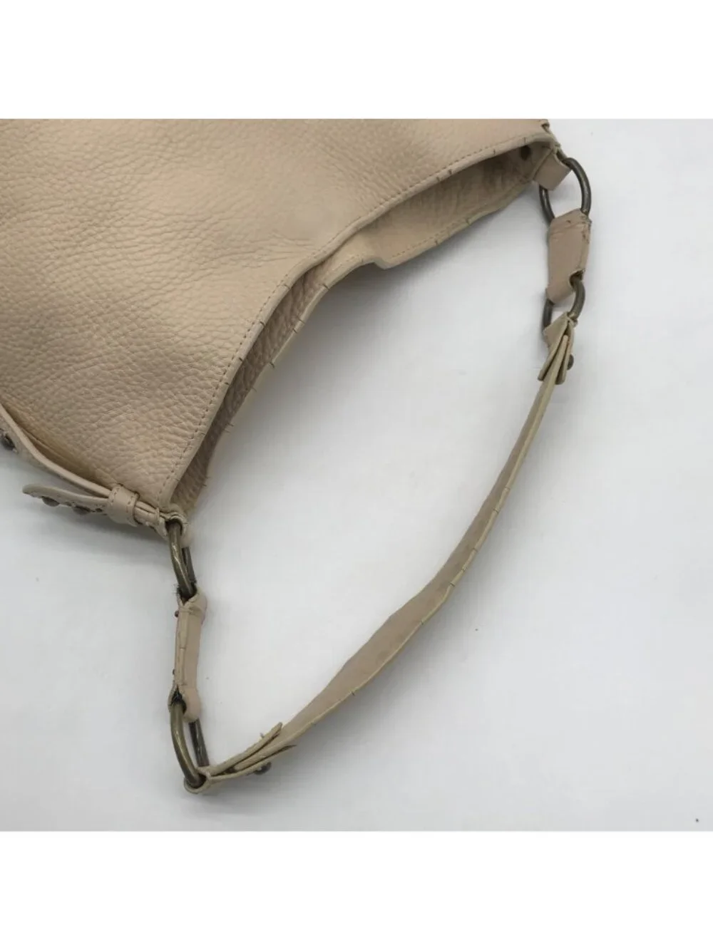 Cole Haan Cream Leather Studded Hobo Bag